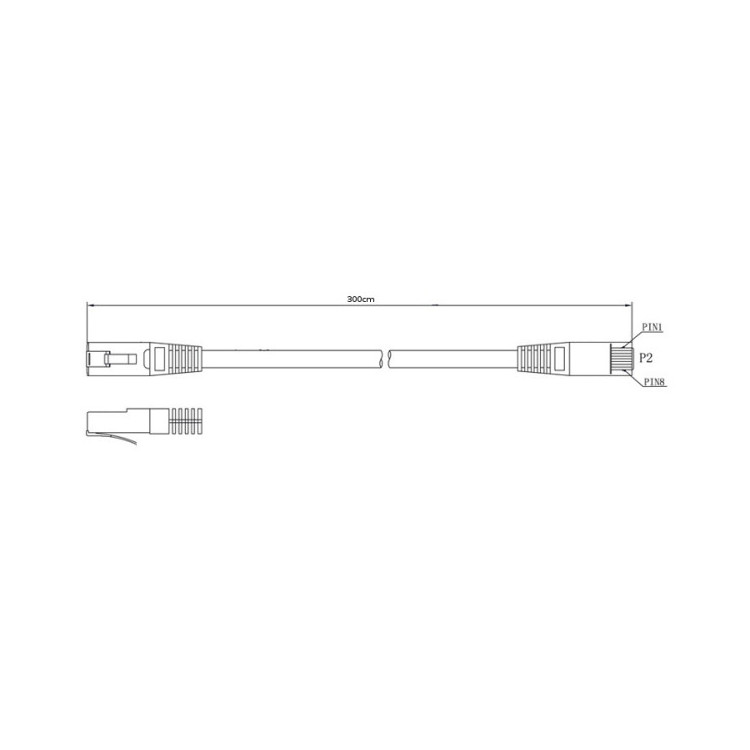PATCHCORD U/UTP KAT.6 3m SZARY 