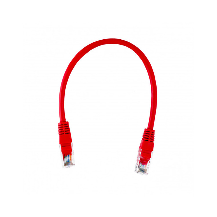 PATCHCORD U/UTP KAT.5E 0,25m CZERWONY 