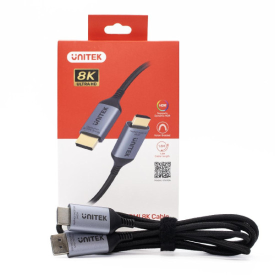Kabel DisplayPort Unitek 1.4 do HDMI 2.1, 8K, 1,8m