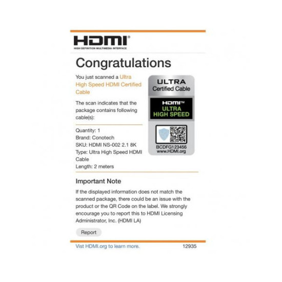 KABEL HDMI Conotech NS-002 ver.2.1 ULTRA HIGH SPEED 8K - 2m