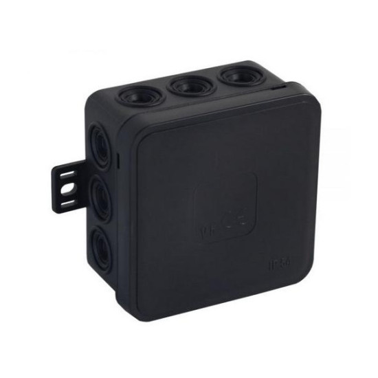 Puszka natynkowa pusta 12 wlotów VIPLAST V5 klik CZARNA IP54 75x75x41mm 035-05