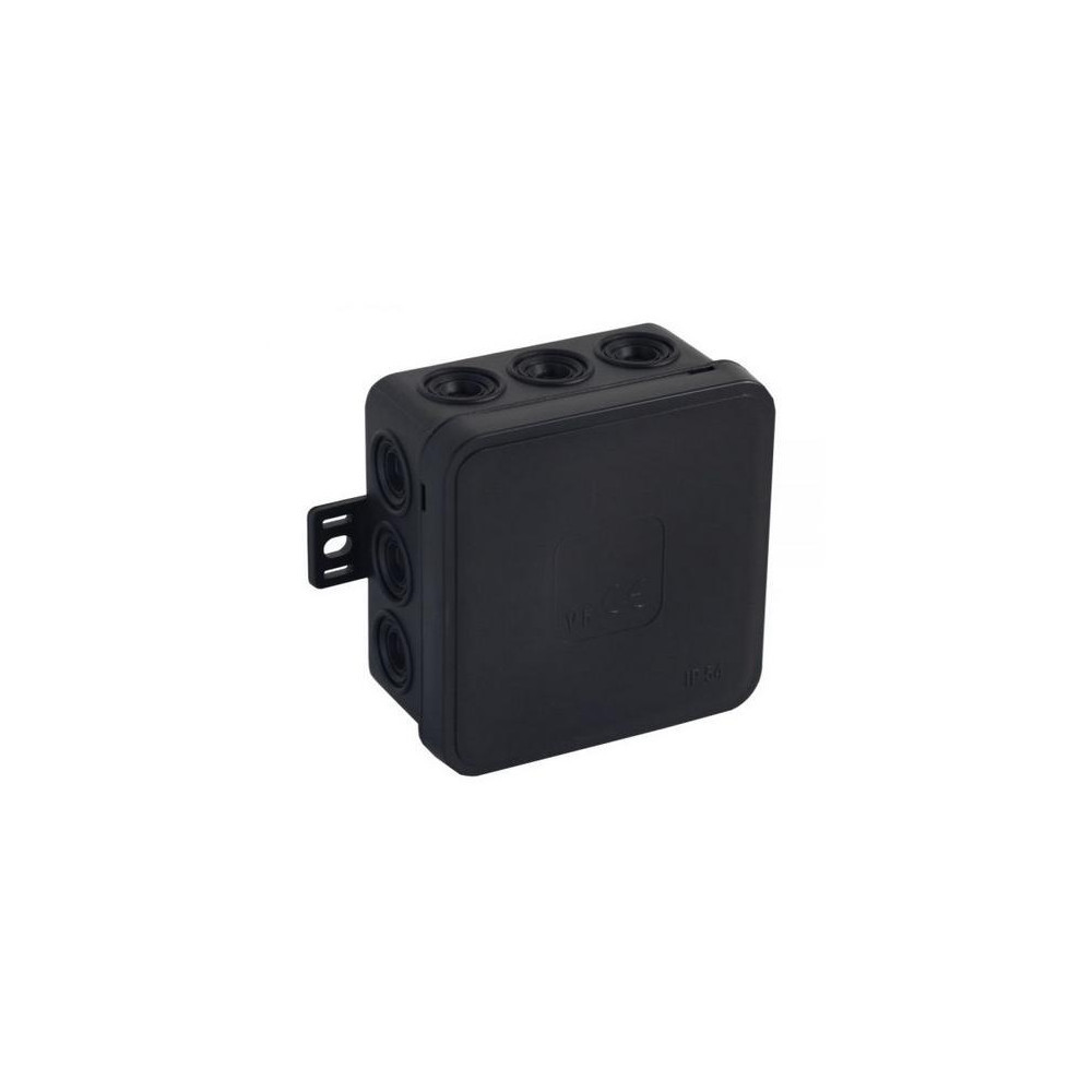 Puszka natynkowa pusta 12 wlotów VIPLAST V5 klik CZARNA IP54 75x75x41mm 035-05
