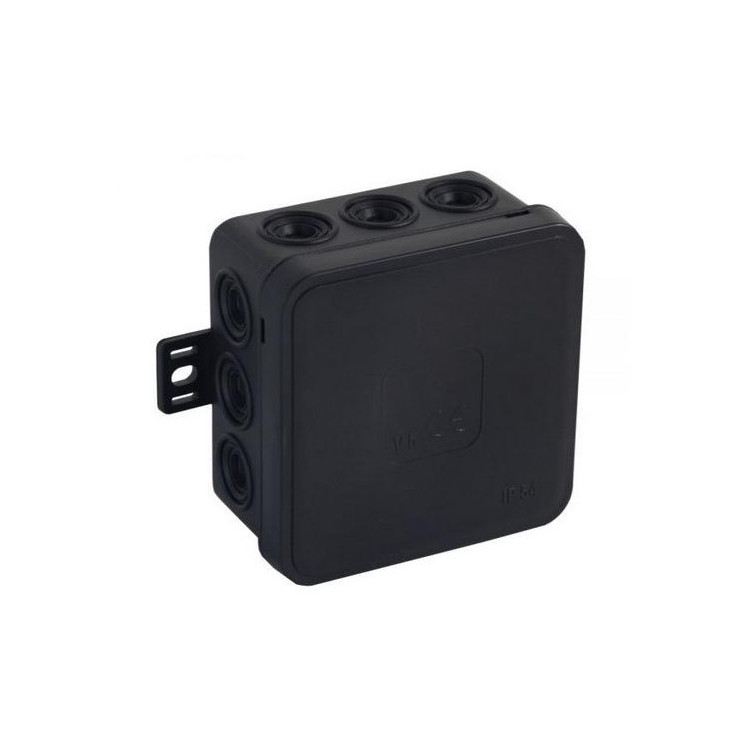Puszka natynkowa pusta 12 wlotów VIPLAST V5 klik CZARNA IP54 75x75x41mm 035-05