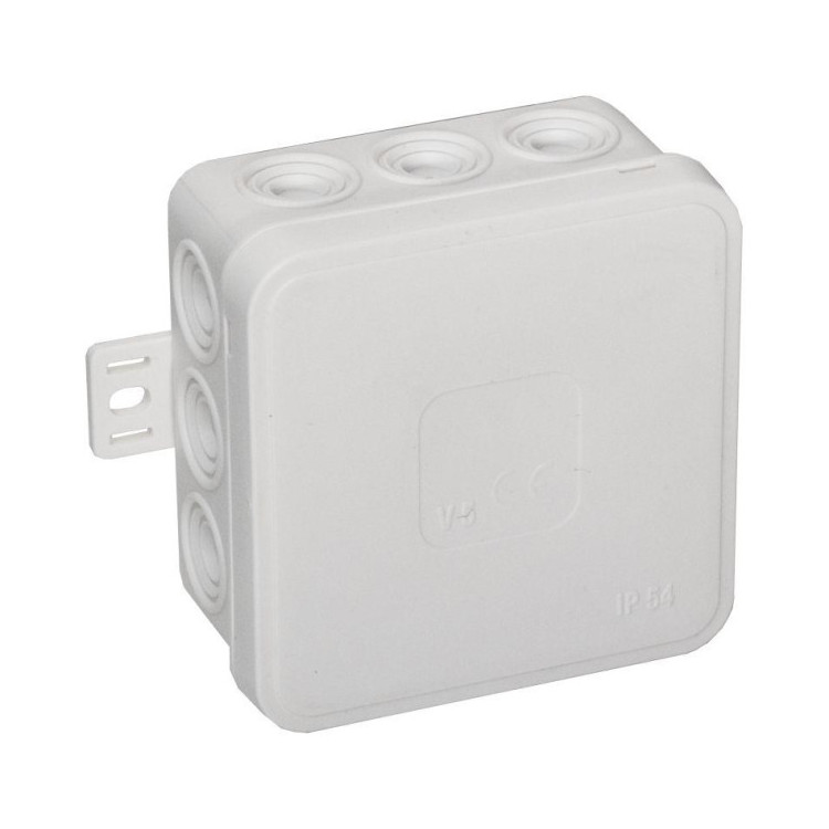 Puszka natynkowa pusta 12 wlotów VIPLAST V5 klik BIAŁA IP54 75x75x41mm 035-01