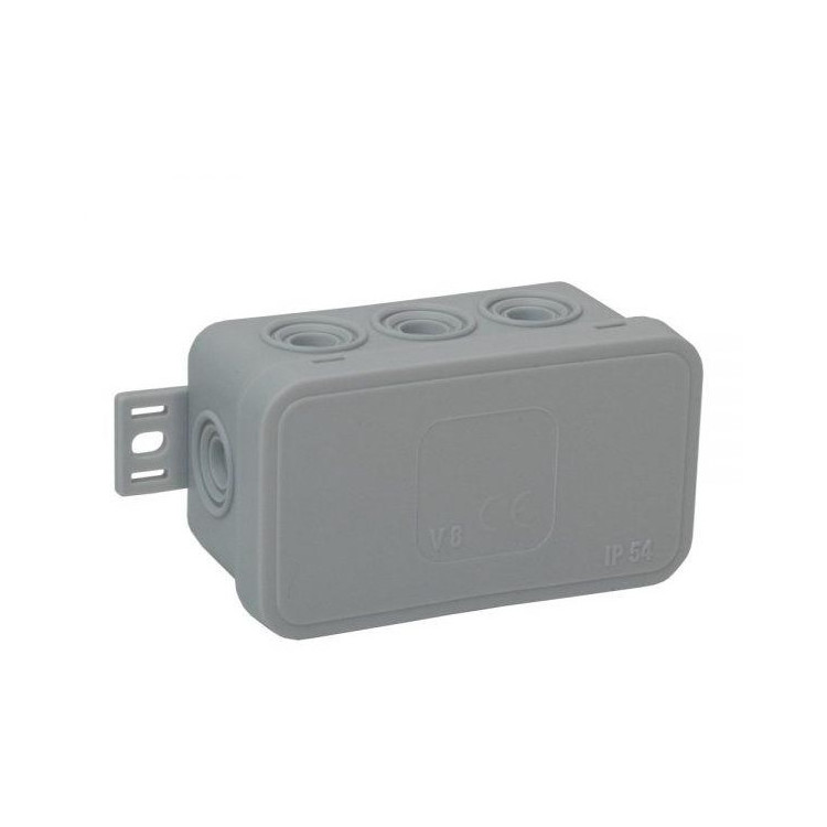 Puszka natynkowa pusta 8 wlotów VIPLAST V8 klik SZARA IP54 80x45x41mm 038-03
