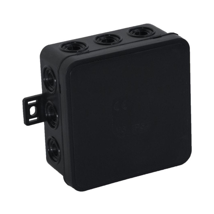 Puszka natynkowa pusta 12 wlotów VIPLAST V6 klik CZARNA IP54 85x85x41mm 036-05