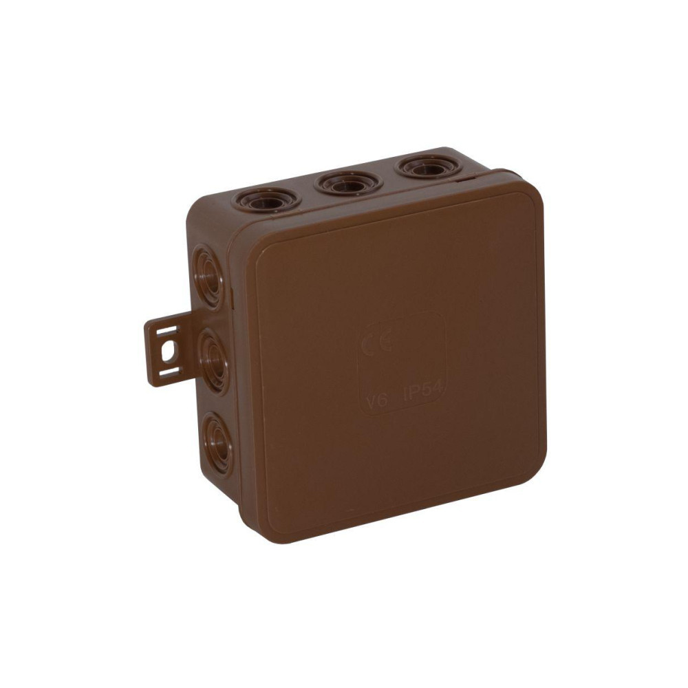 Puszka natynkowa pusta 12 wlotów VIPLAST V7 klik BRĄZOWA IP54 100x100x41mm 037-02