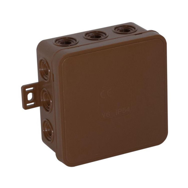 Puszka natynkowa pusta 12 wlotów VIPLAST V7 klik BRĄZOWA IP54 100x100x41mm 037-02