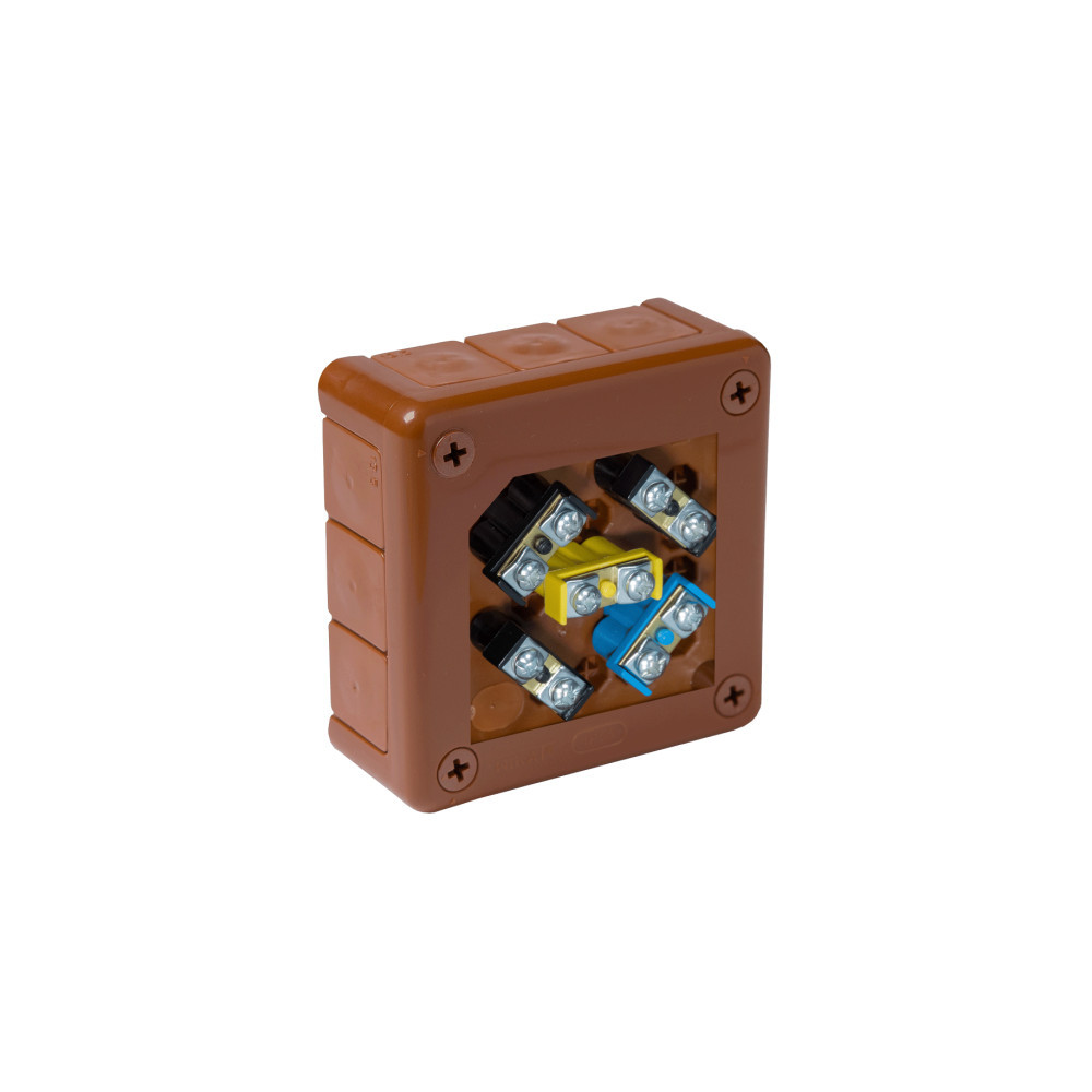 Puszka natynkowa z zaciskami 12 wlotów VIPLAST VP-41 BRĄZOWA IP55 98x98x42mm 041-52