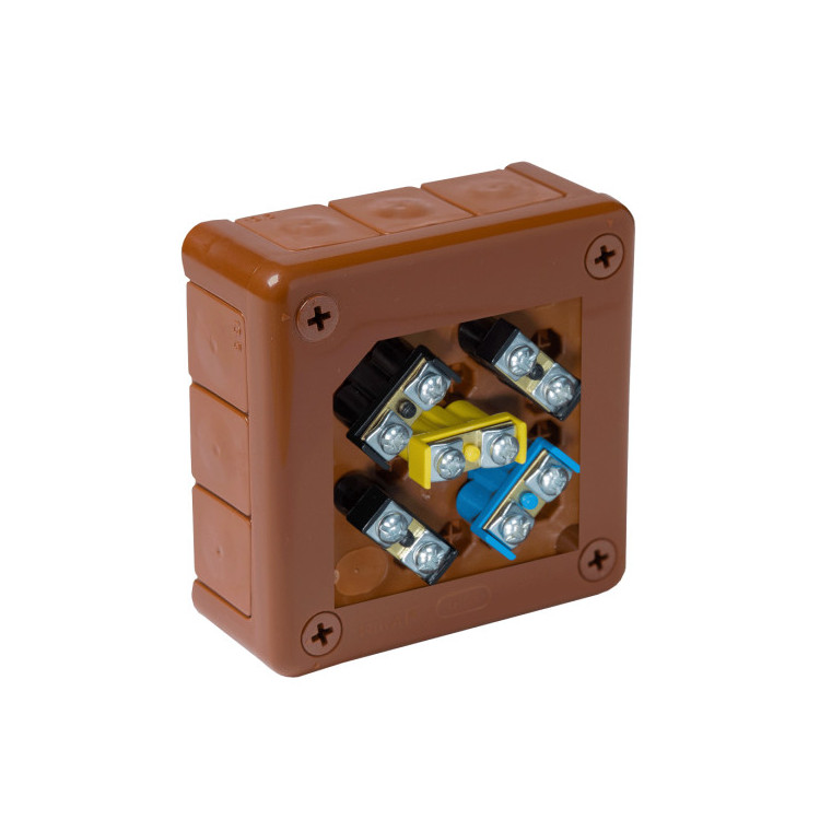 Puszka natynkowa z zaciskami 12 wlotów VIPLAST VP-41 BRĄZOWA IP55 98x98x42mm 041-52