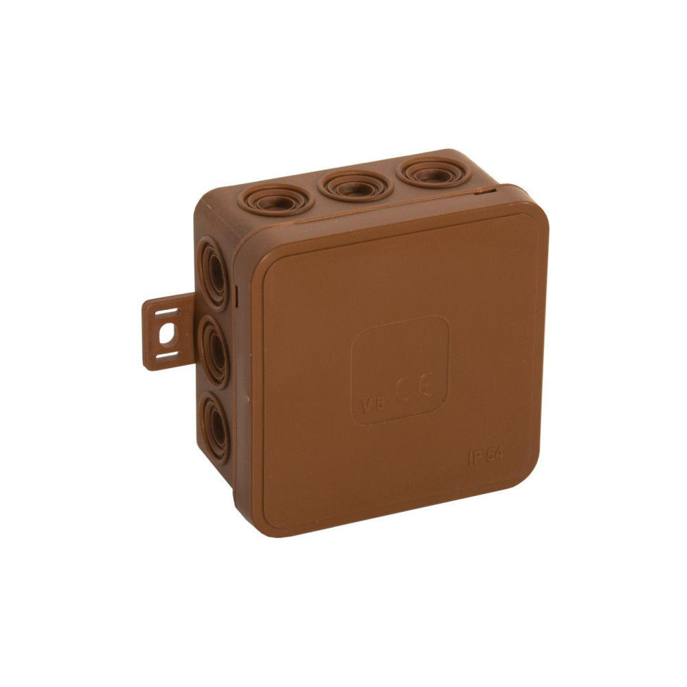 Puszka natynkowa pusta 12 wlotów VIPLAST V5 klik BRĄZOWA IP54 75x75x41mm 035-02