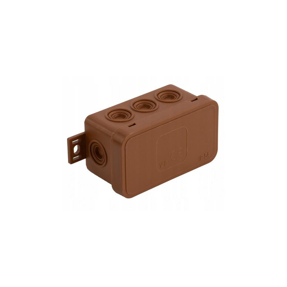 Puszka natynkowa pusta 8 wlotów VIPLAST V8 klik BRĄZOWA IP54 80x45x41mm 038-02