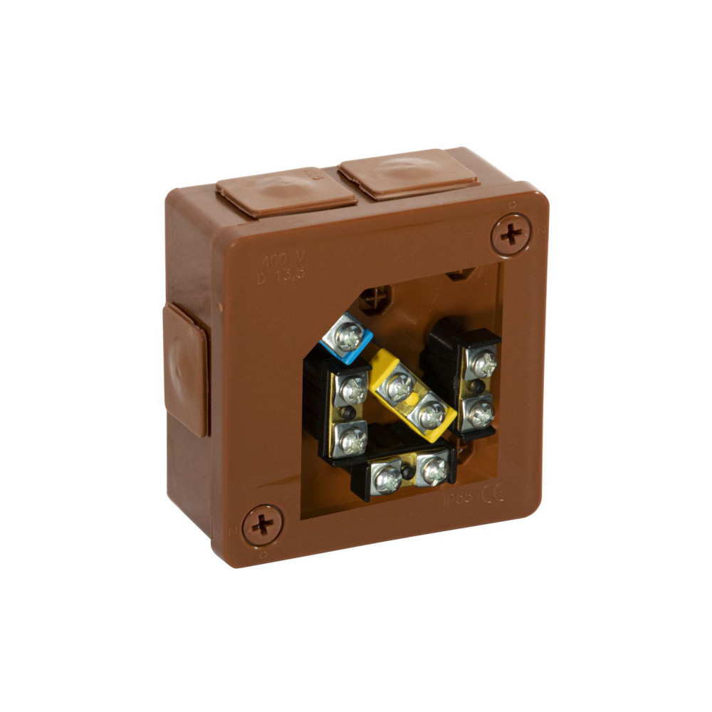 Puszka natynkowa z zaciskami 6 wlotów VIPLAST VP-22 BRĄZOWA IP55 86x86x40mm 022-52