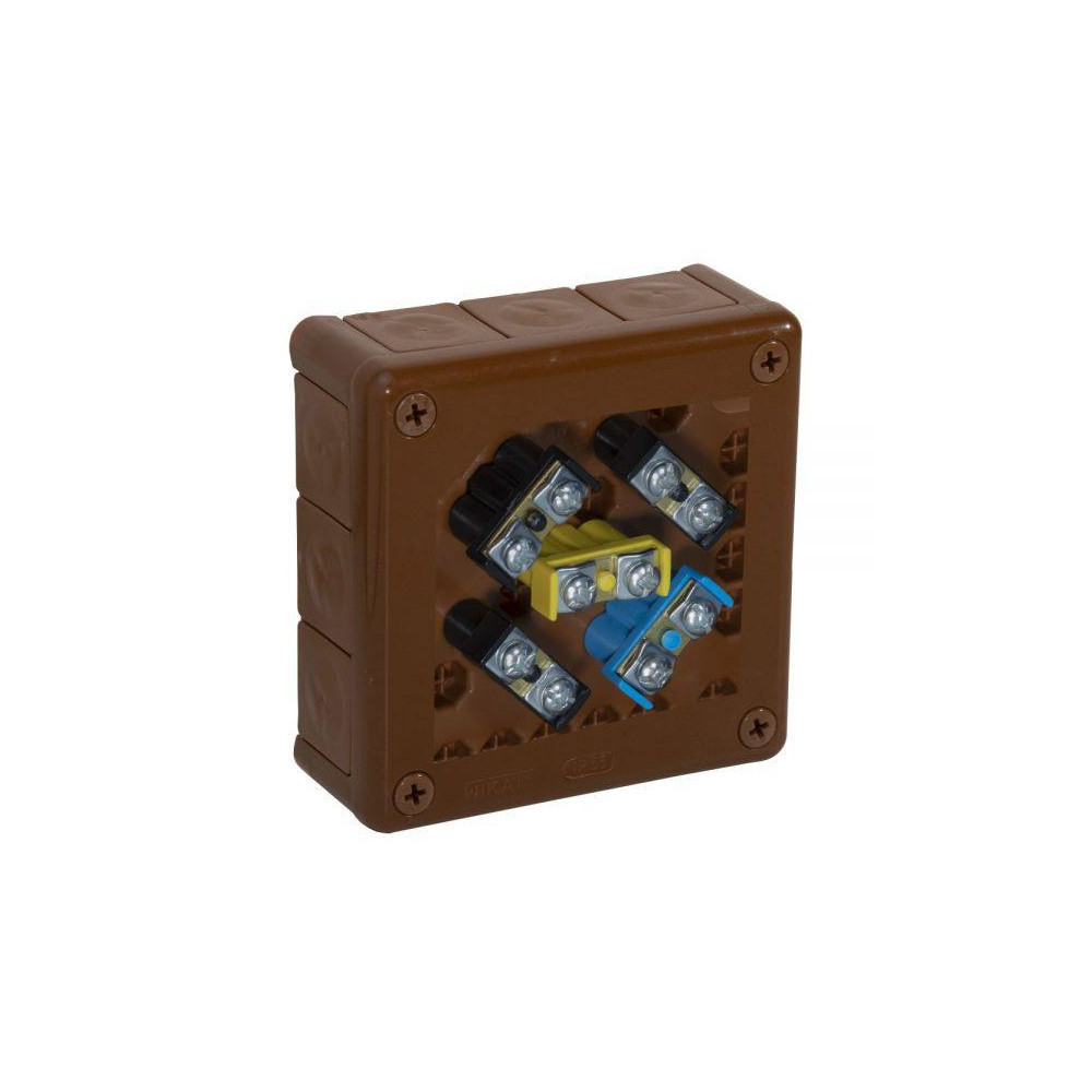 Puszka natynkowa z zaciskami 12 wlotów VIPLAST VP-51 BRĄZOWA IP55 118x118x46mm 051-52