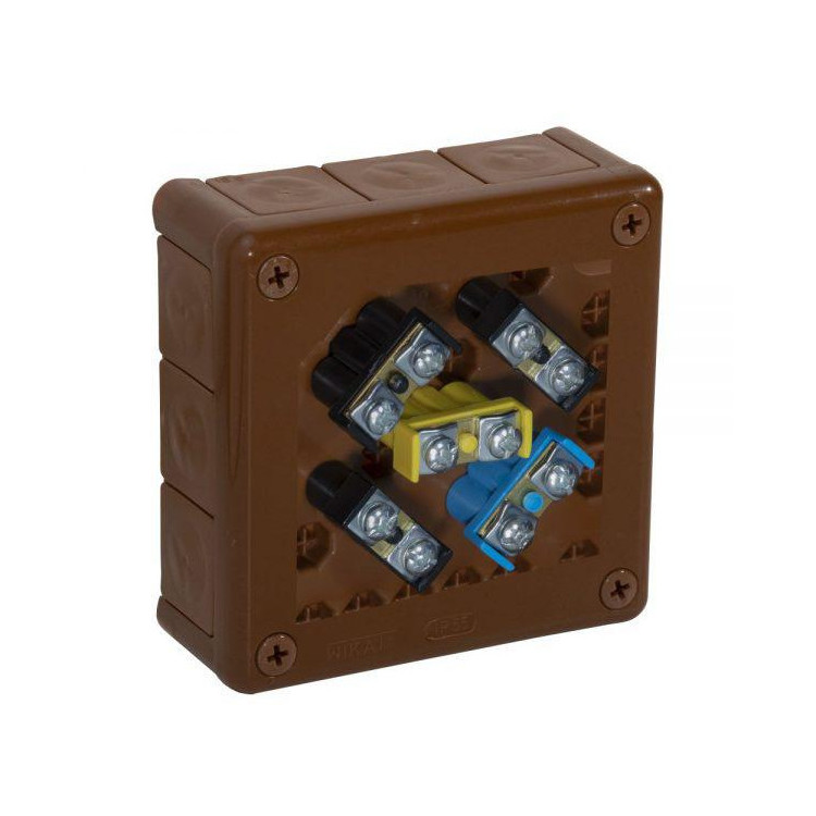 Puszka natynkowa z zaciskami 12 wlotów VIPLAST VP-51 BRĄZOWA IP55 118x118x46mm 051-52