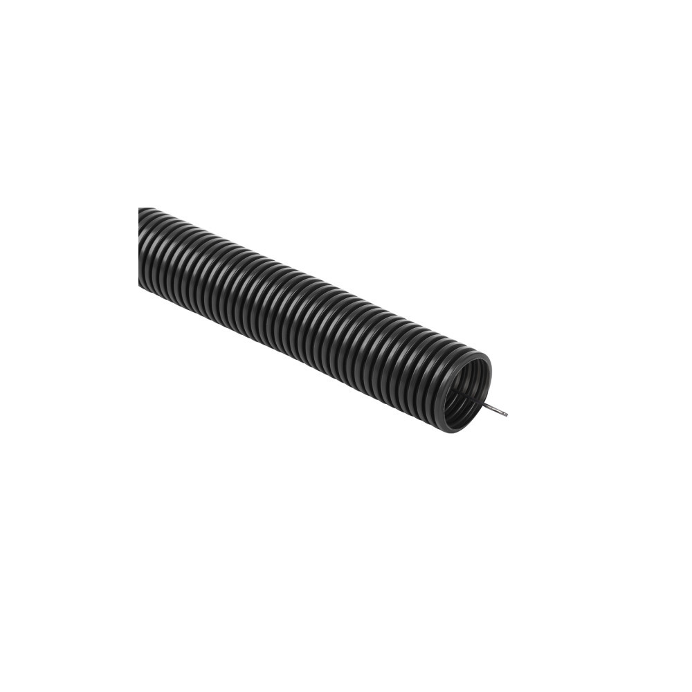 Rura instalacyjna giętka karbowana, peszel PVC, UV, 320N z pilotem 20/16 czarna 25m