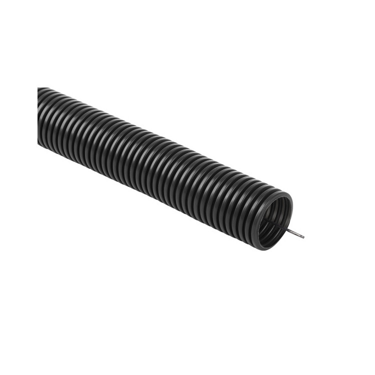 Rura instalacyjna giętka karbowana, peszel PVC, UV, 320N z pilotem 32/26 czarna 25m