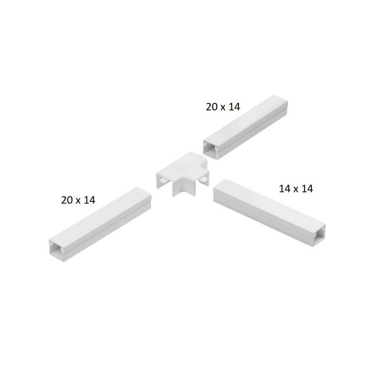 Osprzęt do listew elektroinstalacyjnych, trójnik redukcyjny BIAŁY LOR 20x14x20 (1szt.)