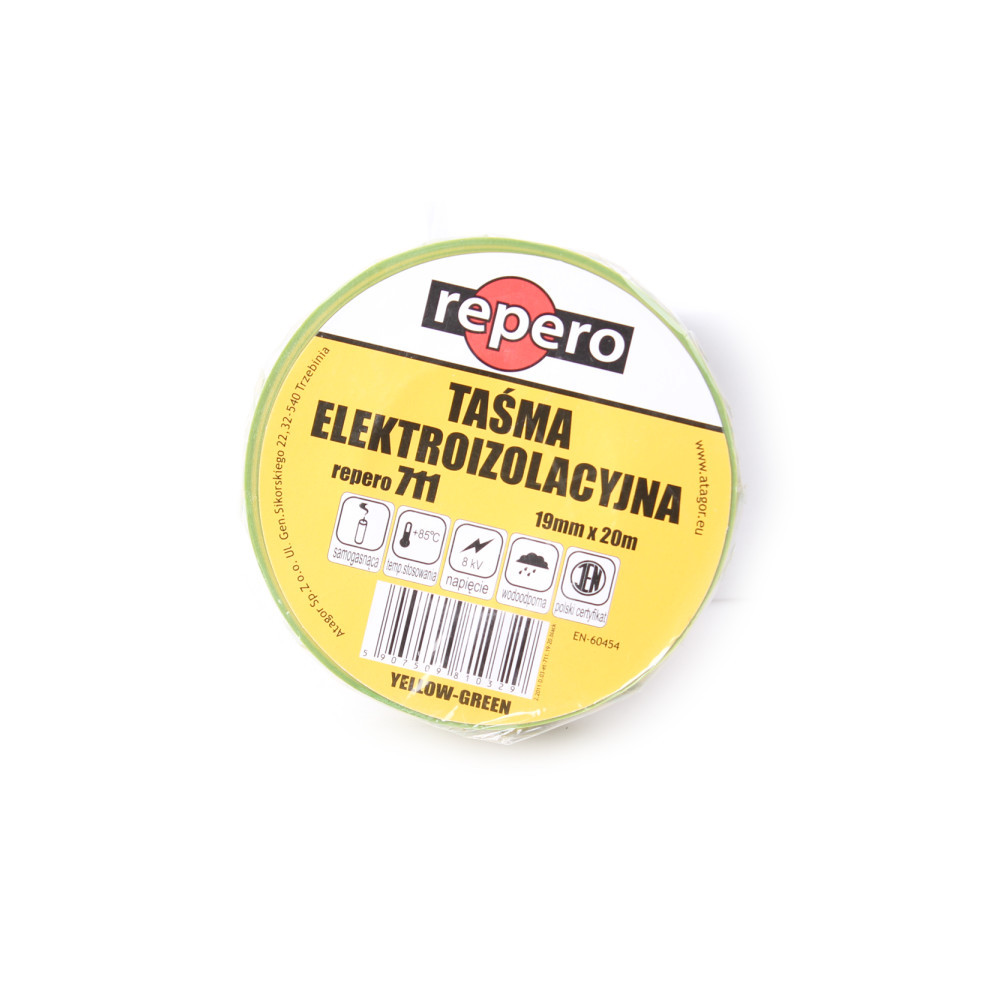TAŚMA IZOLACYJNA REPERO 711E ŻÓŁTO-ZIELONA 19MMX20M