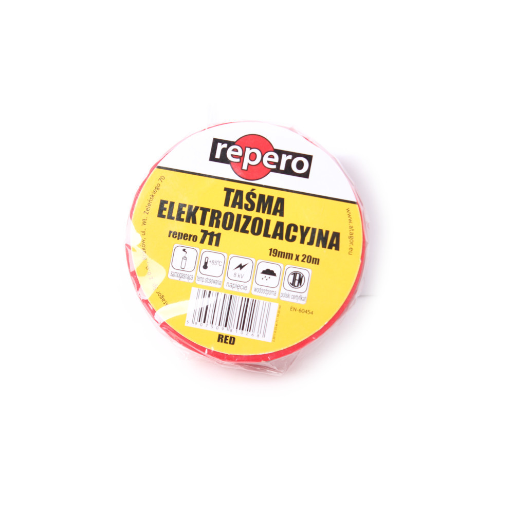TAŚMA IZOLACYJNA REPERO 711E CZERWONA 19MMX20M
