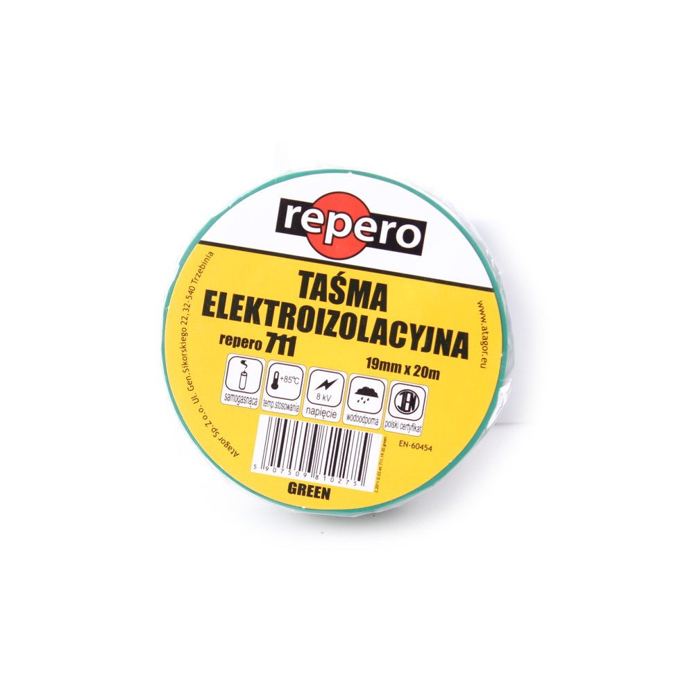 TAŚMA IZOLACYJNA REPERO 711E ZIELONA 19MMX20M