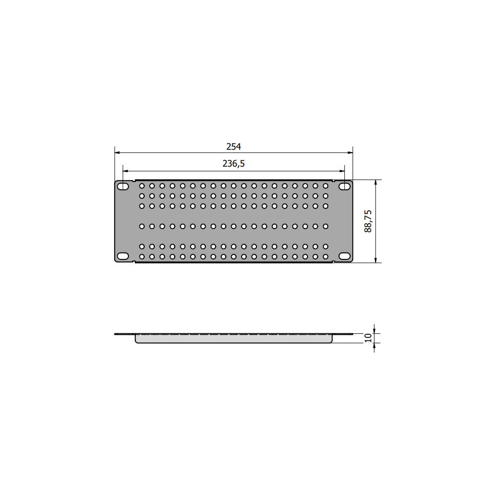 Adapter montażowy RACK 10" 2U z otworowaniem prosty ATTE ADD-RACK10-2U1