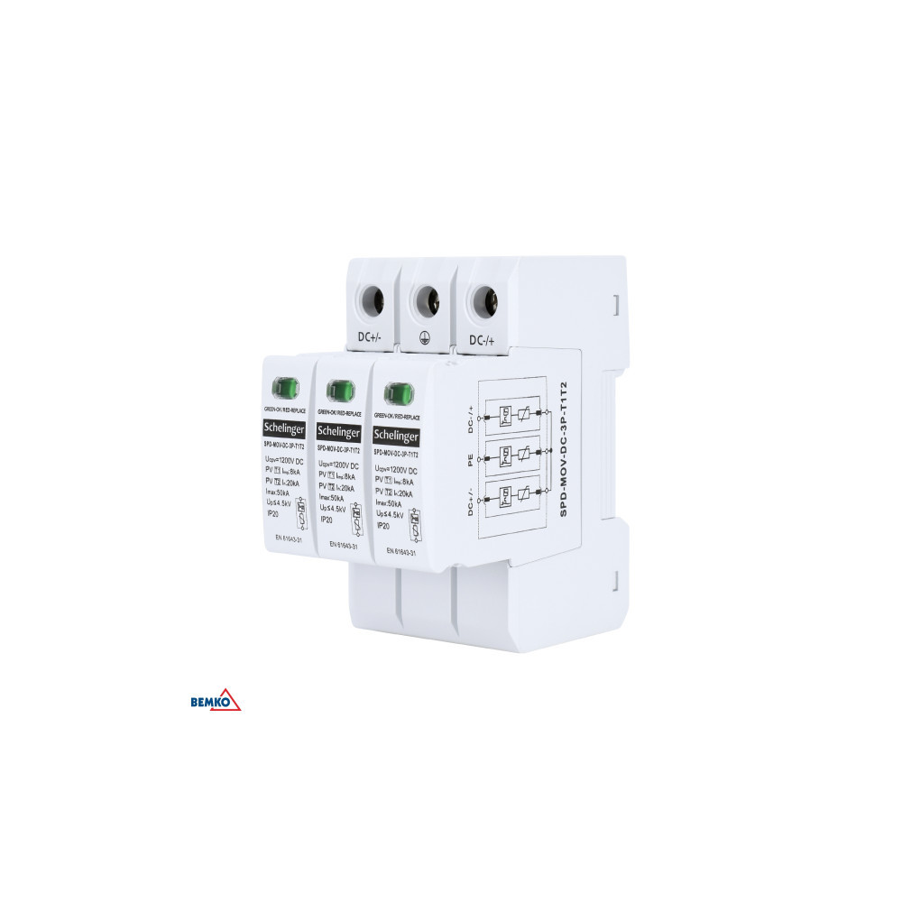 Ogranicznik przepięć 3P 8kA DC 1200V KLASY T1T2 SCHELINGER