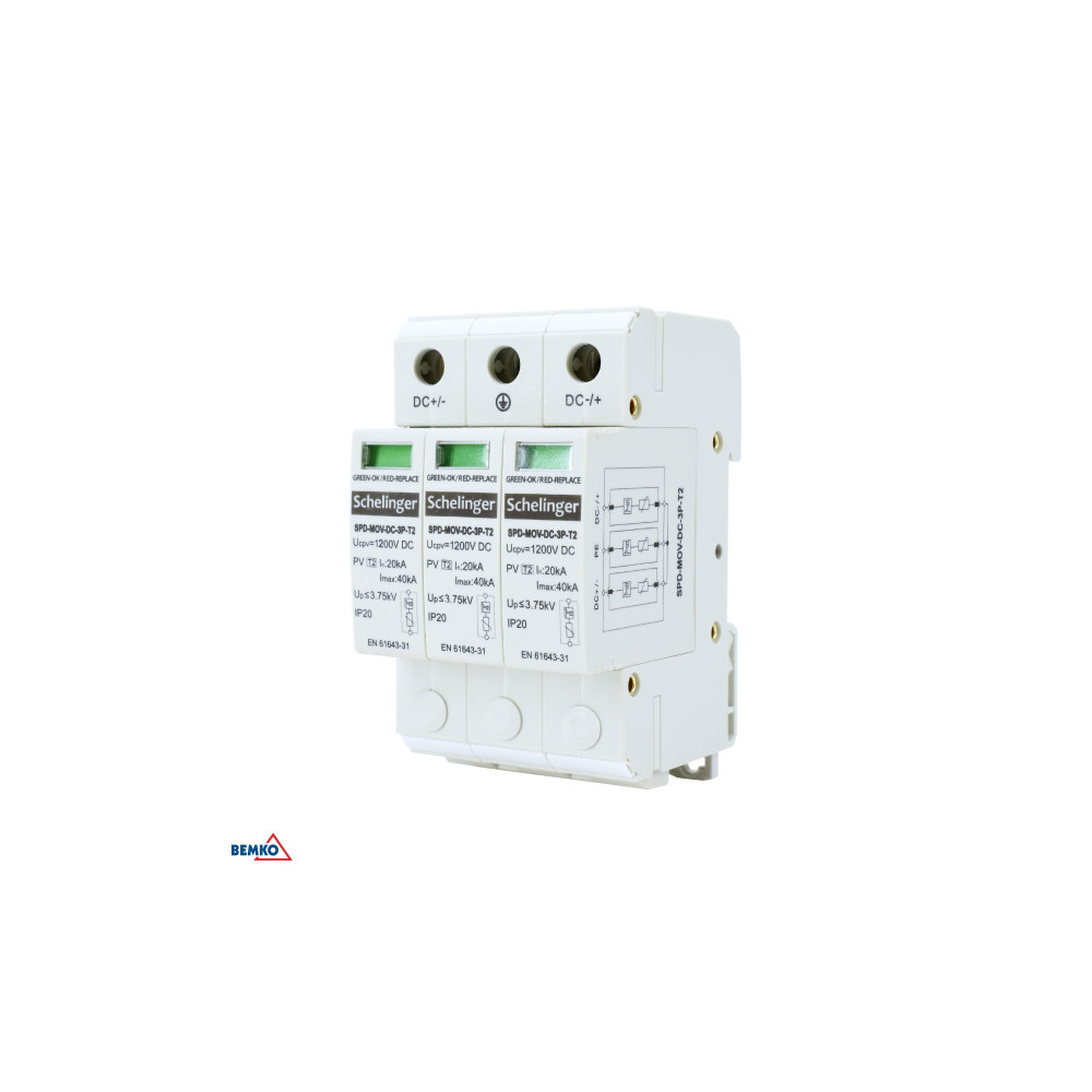 Ogranicznik przepięć 3P DC 1200V KLASY T2 SCHELINGER
