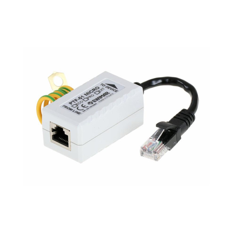 Miniaturowy ogranicznik przepięć do ochrony sieci LAN, EWIMAR PTF-51-PRO/PoE/Micro