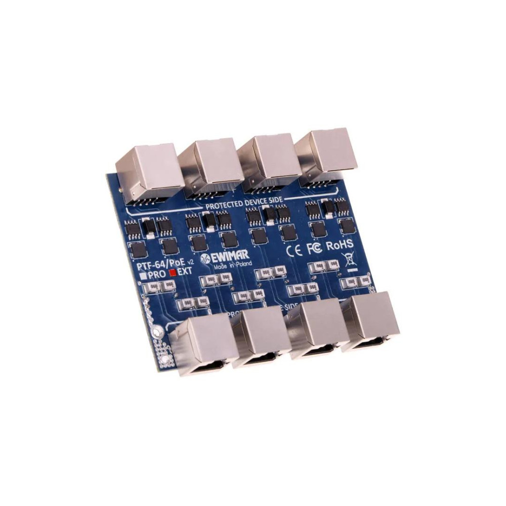4-kanałowy moduł ogranicznika przepięć sieci LAN Gigabit Ethernet EWIMAR PTF-64-EXT/PoE