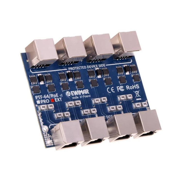 4-kanałowy moduł ogranicznika przepięć sieci LAN Gigabit Ethernet EWIMAR PTF-64-EXT/PoE