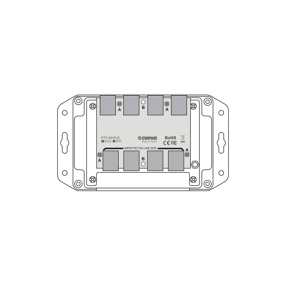 4-kanałowy moduł ogranicznika przepięć sieci LAN Gigabit Ethernet EWIMAR PTF-64-EXT/PoE