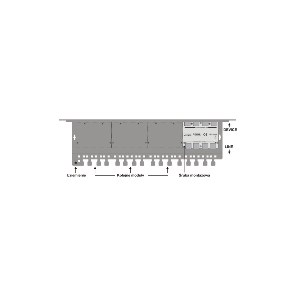 4-kanałowy moduł ogranicznika przepięć sieci LAN Gigabit Ethernet EWIMAR PTF-64-EXT/PoE