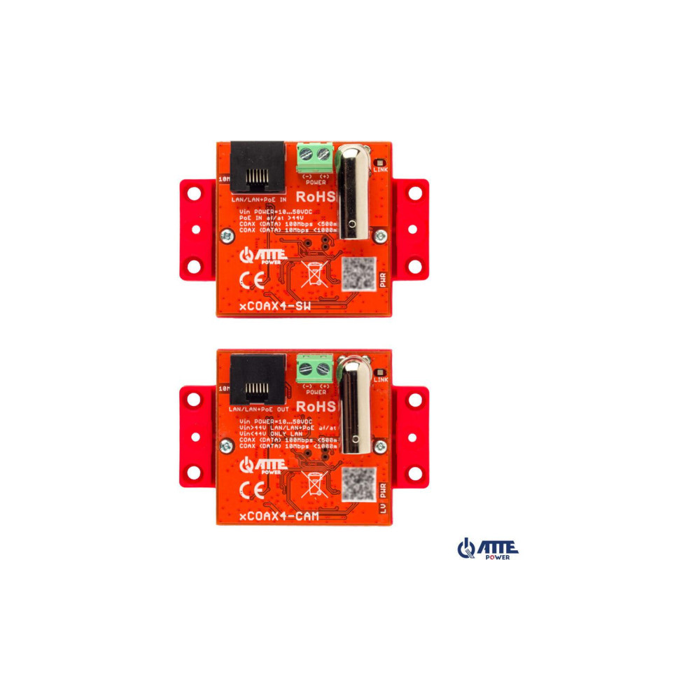Zestaw aktywnych konwerterów do transmisji Ethernet oraz PoE ATTE xCOAX4-SET