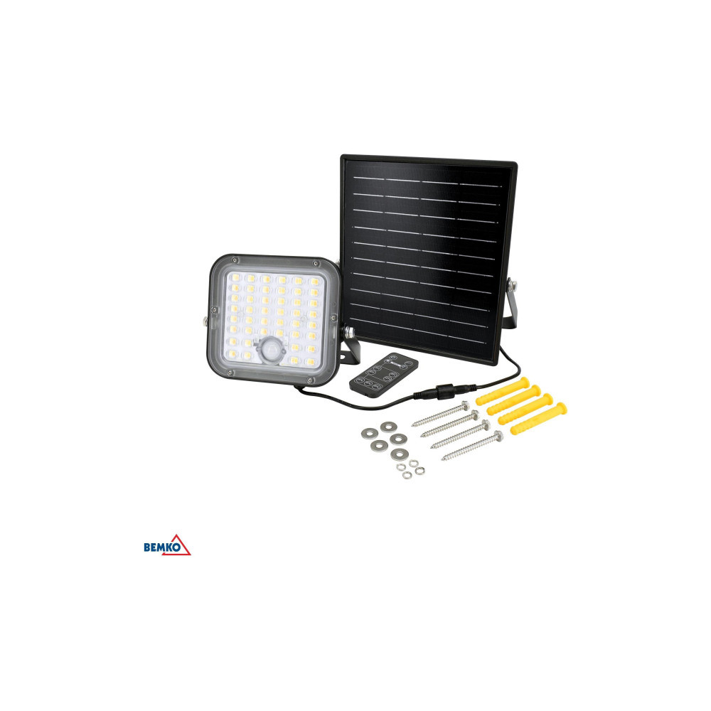 NAŚWIETLACZ SOLARNY LED BEMKO SOLPAR 10W 1500LM 3000/4000K IP65 CZARNY CZ. PIR
