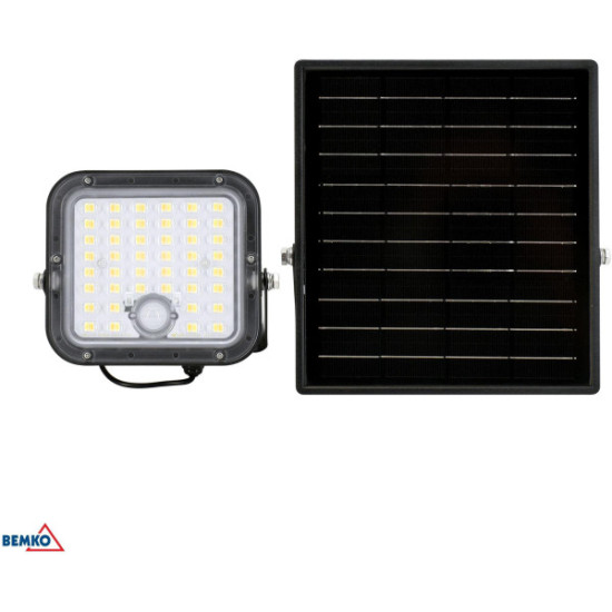 NAŚWIETLACZ SOLARNY LED BEMKO SOLPAR 10W 1500LM 3000/4000K IP65 CZARNY CZ. PIR