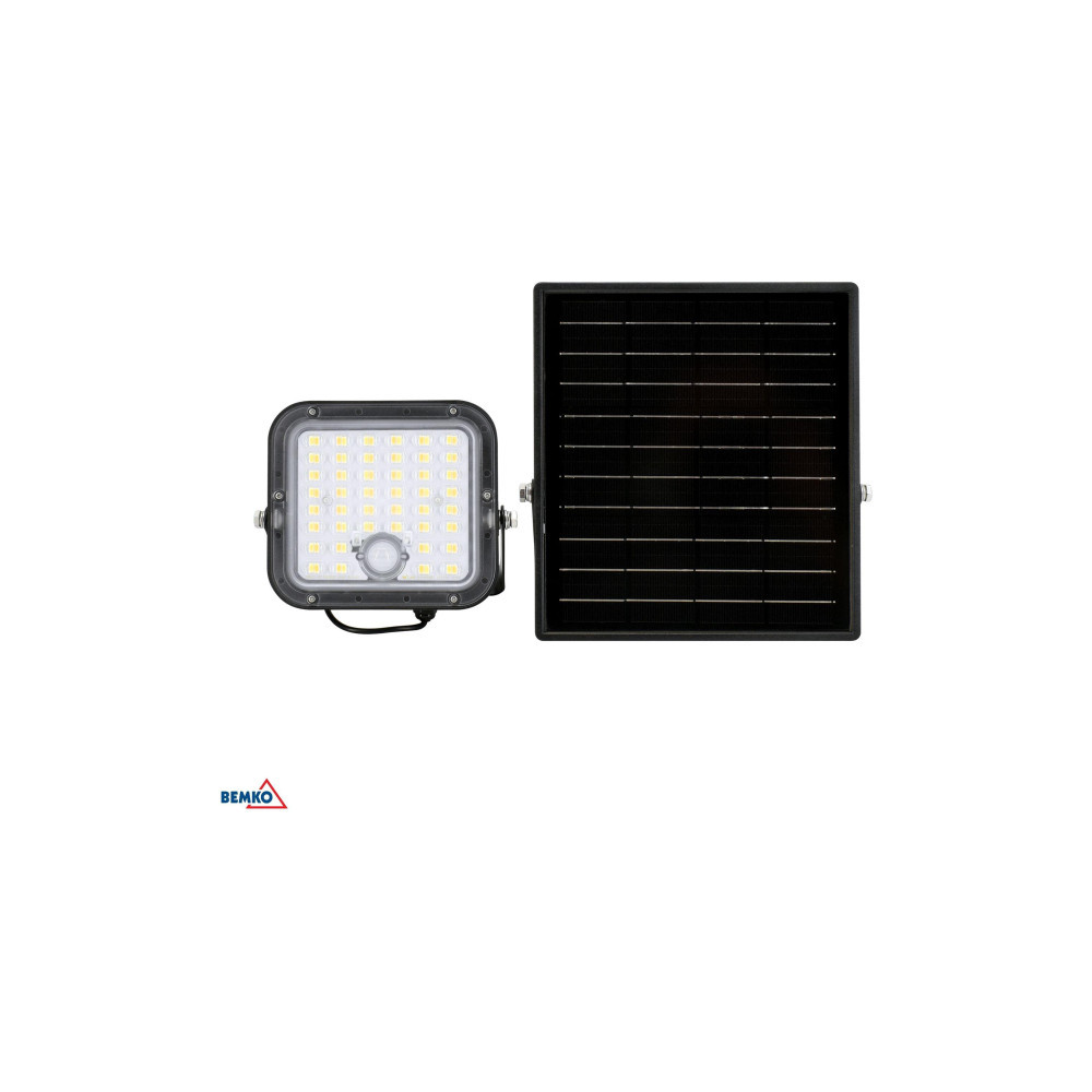 NAŚWIETLACZ SOLARNY LED BEMKO SOLPAR 10W 1500LM 3000/4000K IP65 CZARNY CZ. PIR