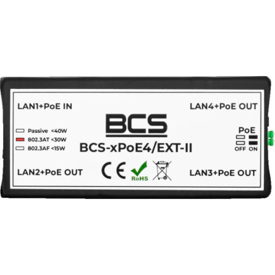 Niezarządzalny extender sieciowy PoE BCS POWER BCS-xPoE4/EXT-II
