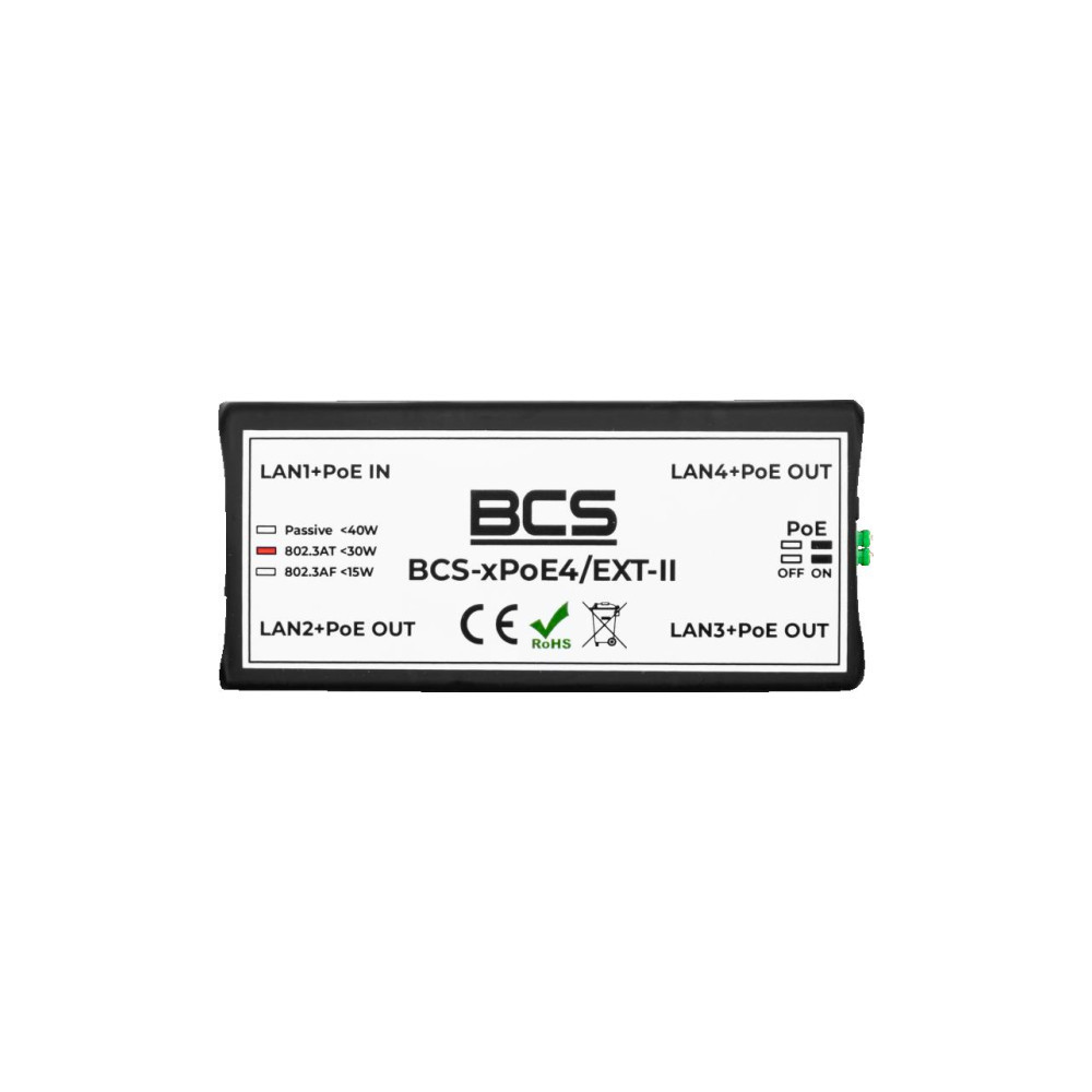 Niezarządzalny extender sieciowy PoE BCS POWER BCS-xPoE4/EXT-II