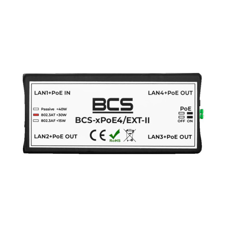 Niezarządzalny extender sieciowy PoE BCS POWER BCS-xPoE4/EXT-II