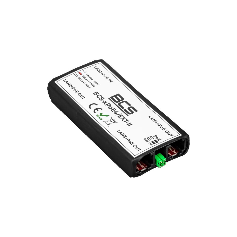 Niezarządzalny extender sieciowy PoE BCS POWER BCS-xPoE4/EXT-II