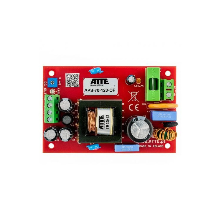 Zasilacz sieciowy SMPS 12V 6A 72W ATTE APS-70-120-OF
