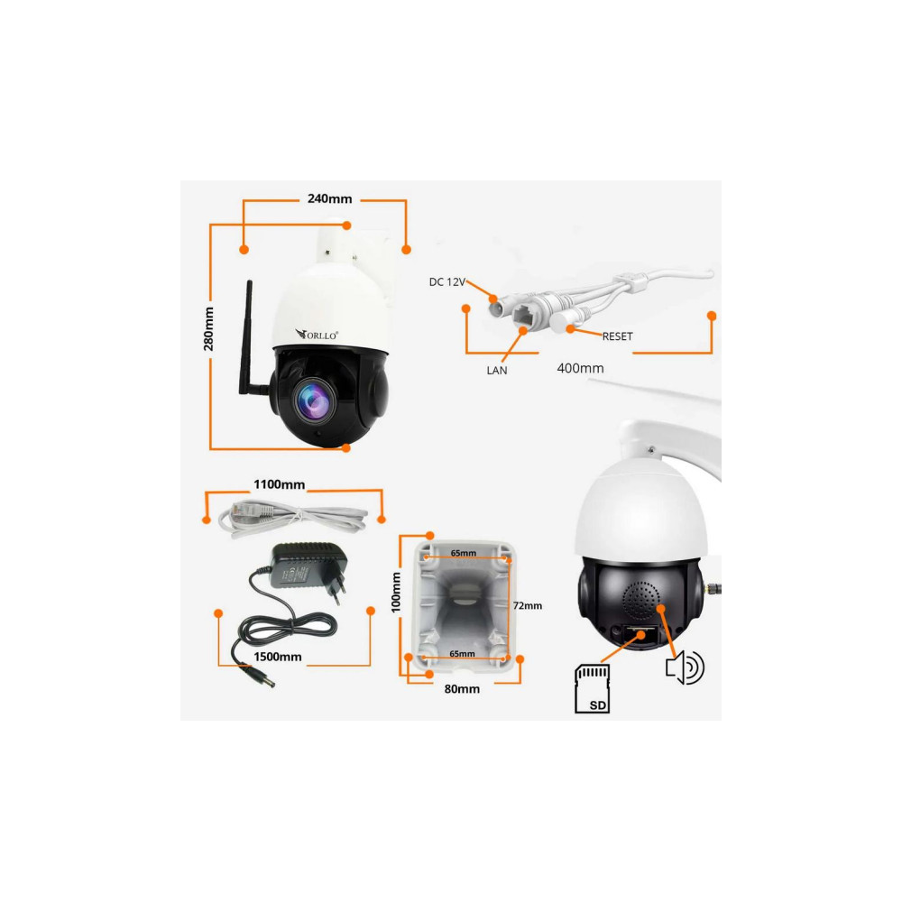 Kamera IP ORLLO Z10 Zewnętrzna Obrotowa WiFi 4Mpx ZOOM x18 POE