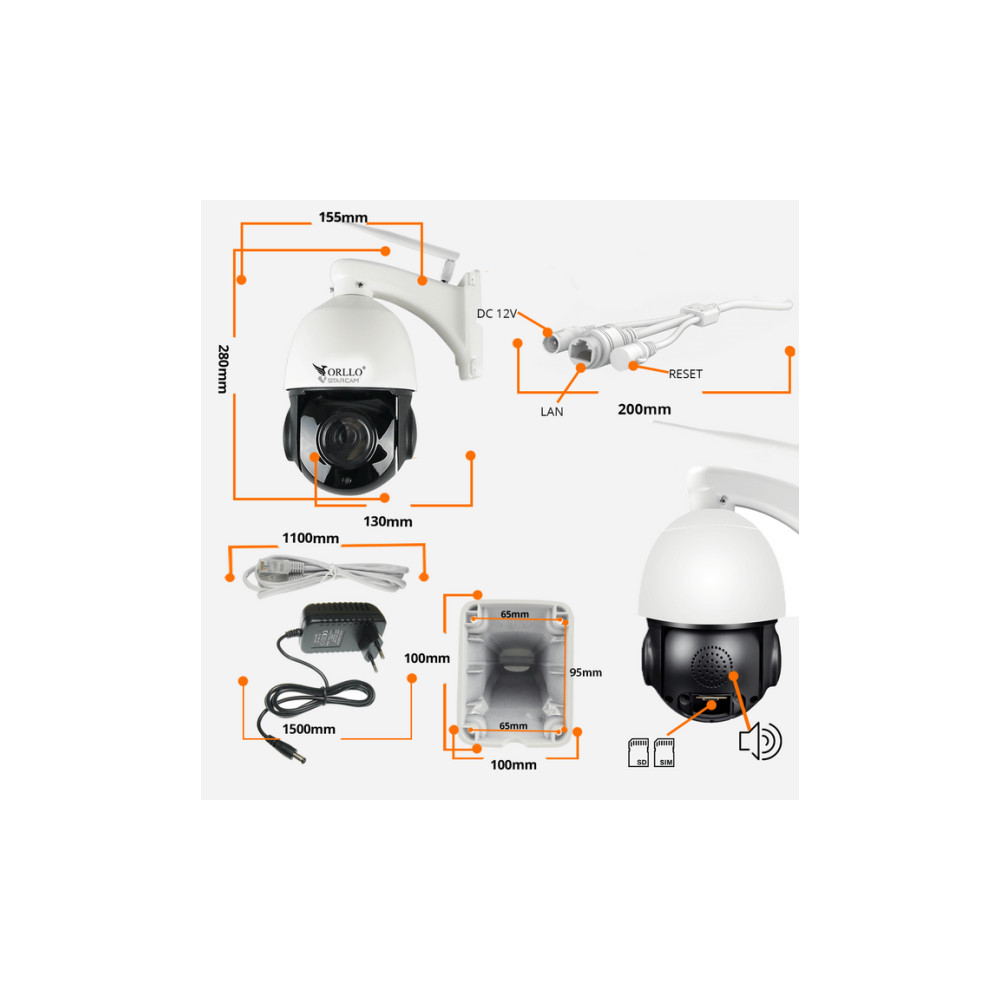 Kamera IP ORLLO Z18 obrotowa zewnętrzna SIM 4MP