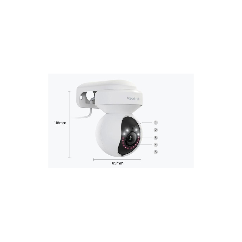 Kamera IP Reolink E Series E540 PTZ 5MP Wi-Fi LED biała
