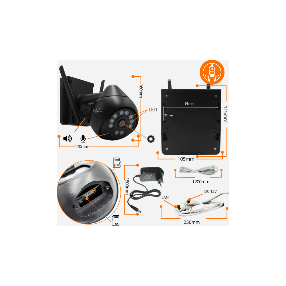 Kamera IP Orllo Z8 Pro WiFi Zewnętrzna Obrotowa Night Color 4MP